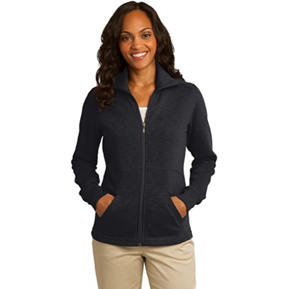 Port Authority Long Sleeve Mock Neck Full Zip Jacket Black Women's Size XS